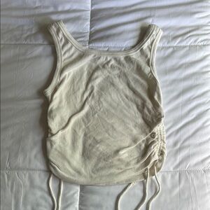 Princess Polly Cream Ruched Sleeveless Tank Top
